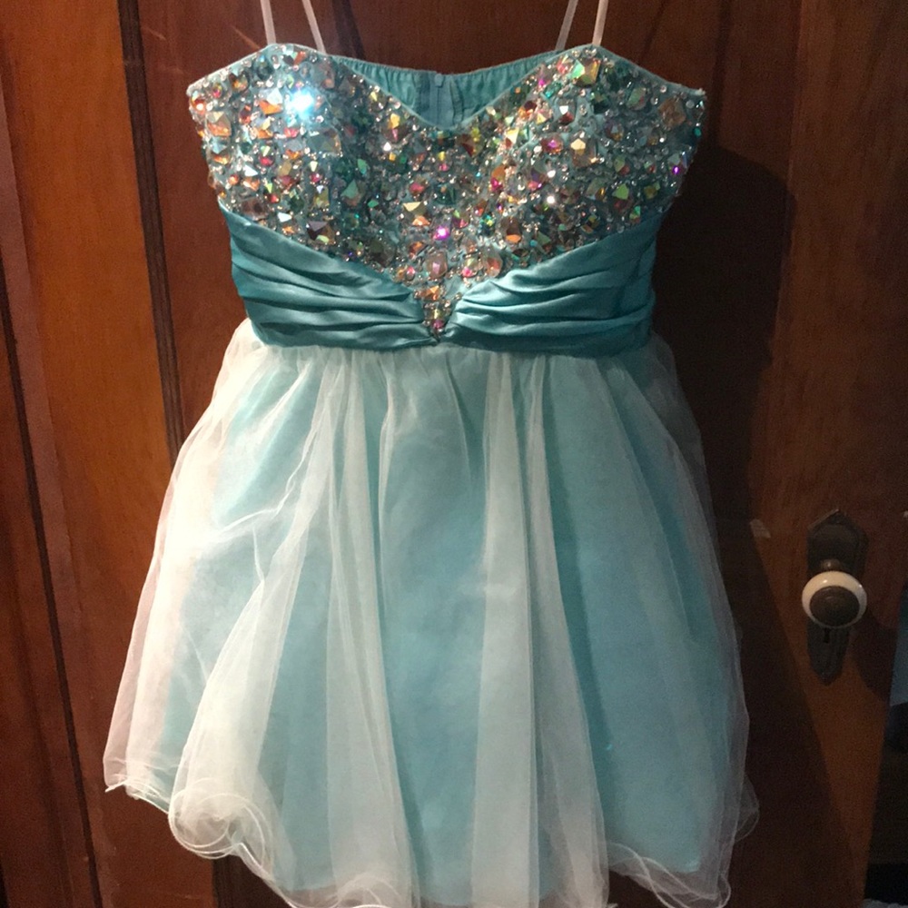 Deb formal dress seafoam green/teal.